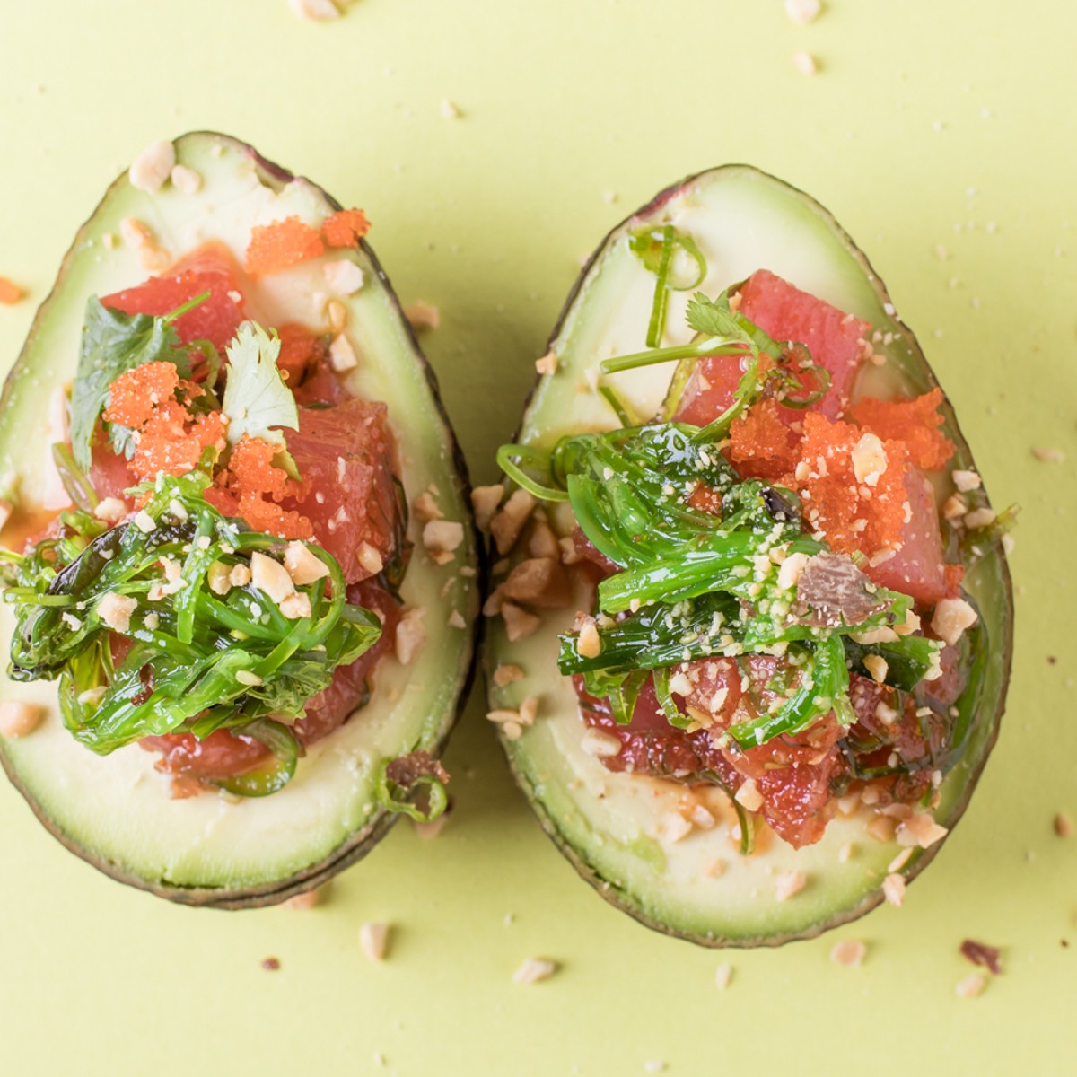 Tuna Avocado poke bowl, no rice